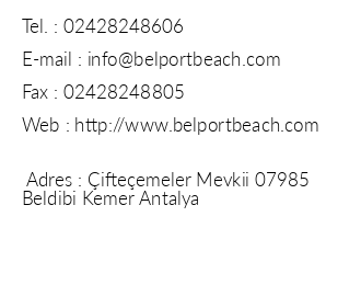 Belport Beach Hotel iletiim bilgileri